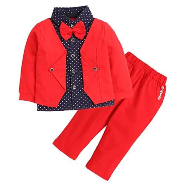 Boys Red Graphic Print Top and Pant Set