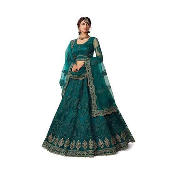 Women's Chain Stitch Semi-Stitched Net Lehenga Choli