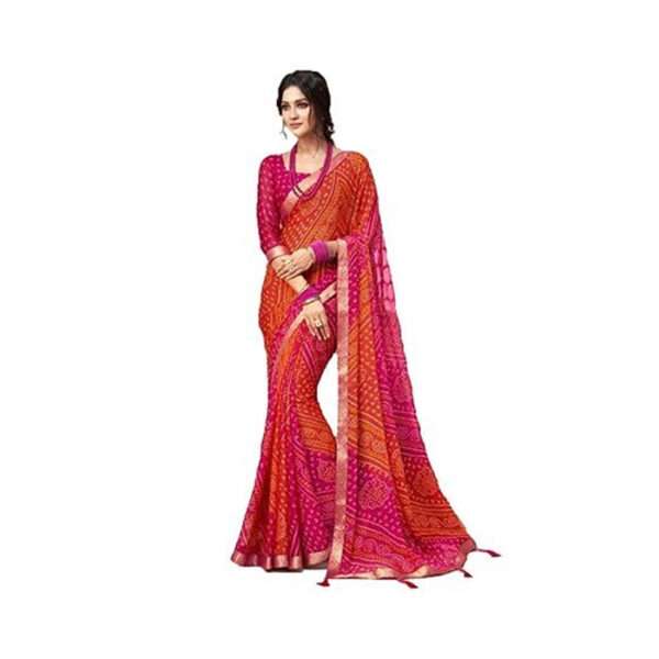 Women's Chiffon Banarasi Printed Saree With Solid