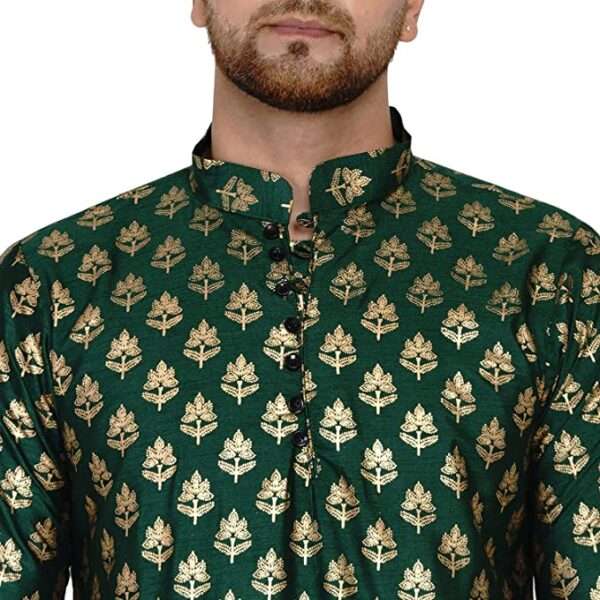 Men's Banarais Full Sleeve Printed Long Straight Kurta - Image 4