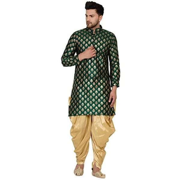 Men's Banarais Full Sleeve Printed Long Straight Kurta