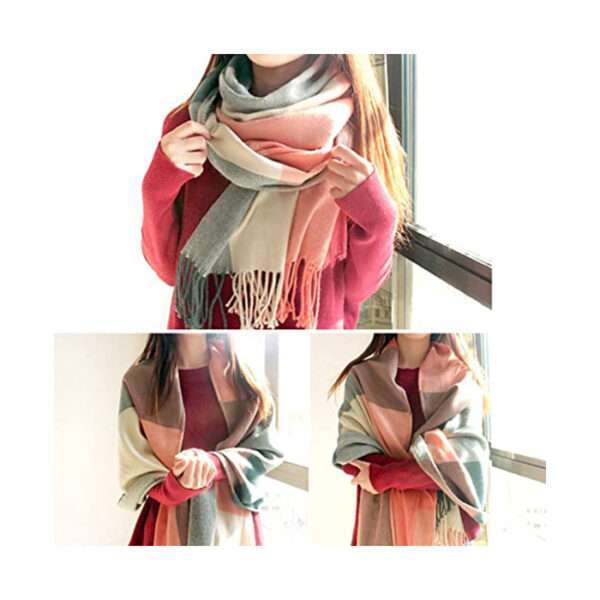 Women's Long Plaid Blanket Chunky Oversized Winter/Fall Warm Scarf - Image 2