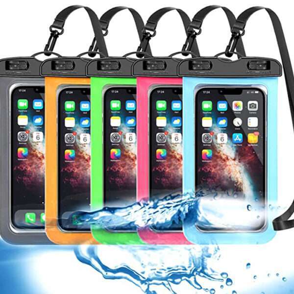 Waterproof Cell Phone Pouch : 3 Pack Universal Water Proof Dry Bag Case with Neck Lanyard - Underwater Clear Cellphone Holder Large Protector