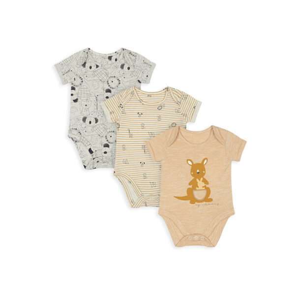 Kids Infant Girl Set Of 3 Printed Pure Cotton Bodysuits