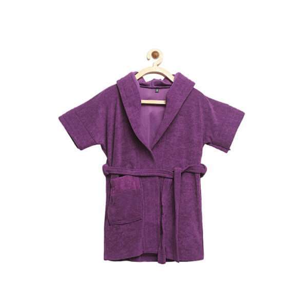 Unisex Kids Purple Solid Bath Robe