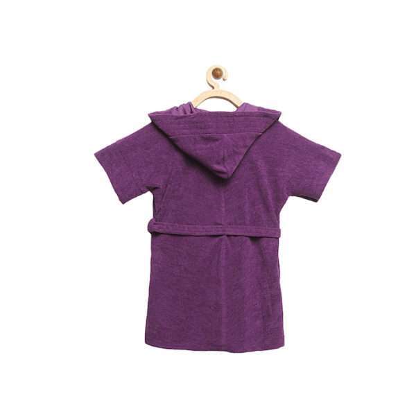 Unisex Kids Purple Solid Bath Robe - Image 2