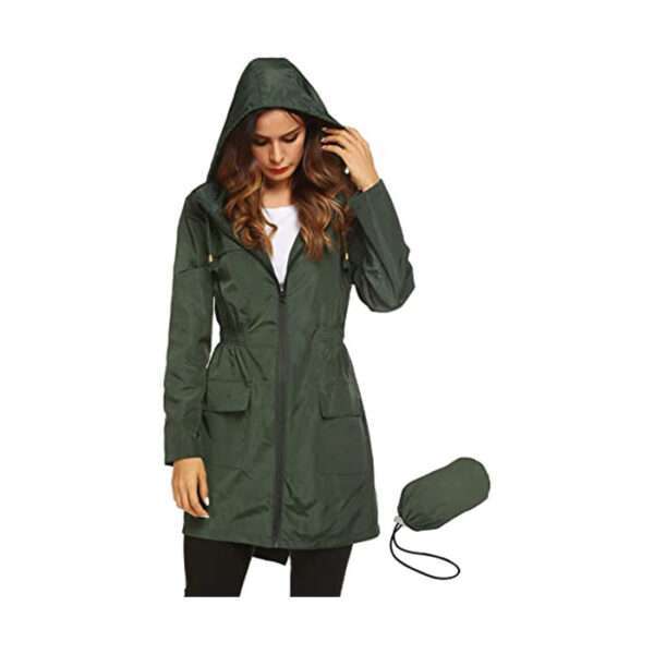 Women Waterproof Lightweight Rain Jacket Active Outdoor Hooded Raincoat