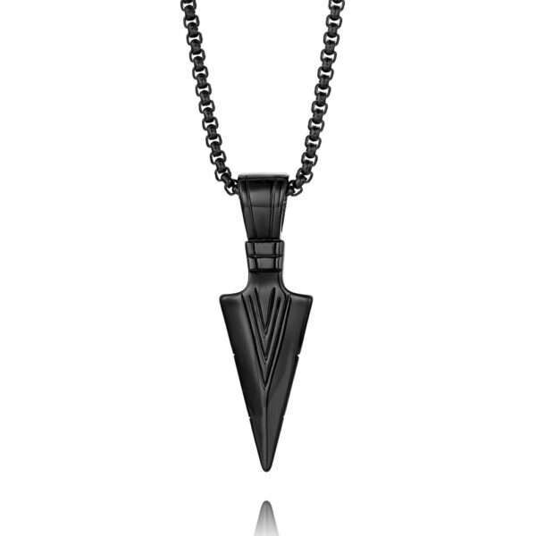 Men's Stainless Steel Cool Spearpoint Arrowhead Pendant Necklace for Men