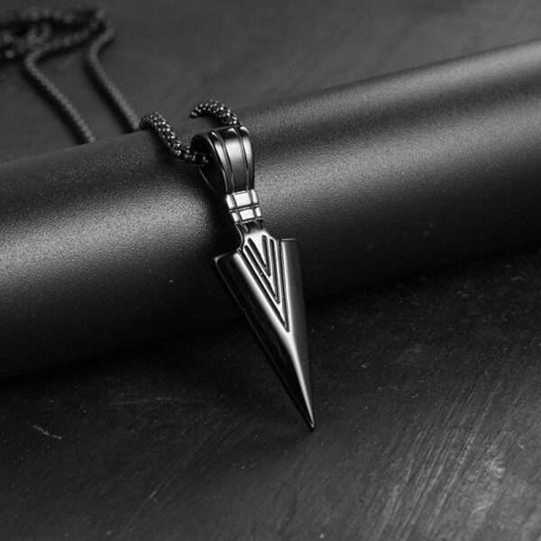 Men's Stainless Steel Cool Spearpoint Arrowhead Pendant Necklace for Men - Image 2